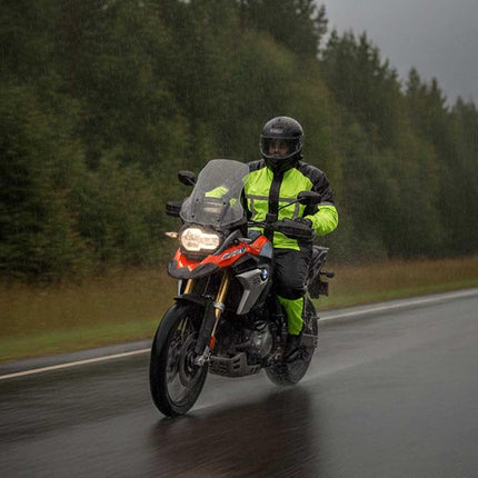 Milwaukee Leather MPM9510 Men's Black and Neon Green Water Resistant Rain Suit with Hi Vis Reflective Tape - X-Small
