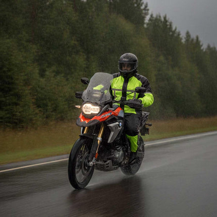 Milwaukee Leather MPM9510 Men's Black and Neon Green Motorcycle Water Resistant Rain Suit w/Hi-Vis Reflective Tape - 2X-Large