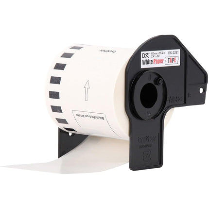 Brother Genuine DK-2251 Continuous Length Replacement Labels, Black/Red Label on White Paper Tape, Engineered with Excellence, 2.4” x 50 feet, 1 Roll per Box