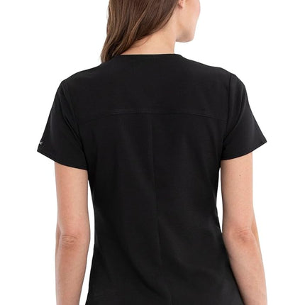 Cherokee Women's Plus Size V-Neck Scrubs Top, Black, XL