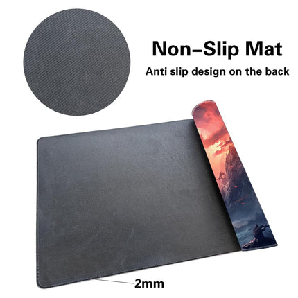 MTG Playmat Size 24x14in Free Storage Bags Non-Slip Backing, Ideal for Card Game Enthusiasts TCG Playmat Mouse Pad (Red Sky at Night-No Deck)