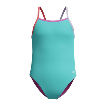 Speedo Girls One Piece Swimsuit Thin Strap, Arctic Glass, 14