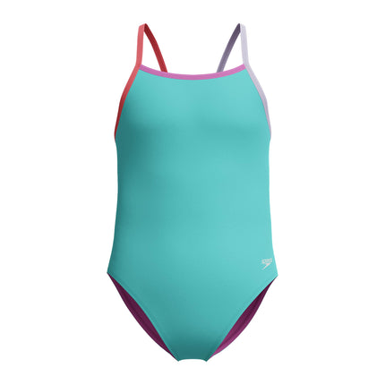 Speedo Girls One Piece Swimsuit Thin Strap, Arctic