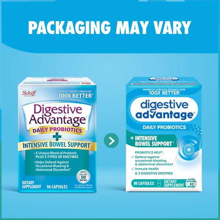 SCHIFF Digestive Advantage Intensive Bowel Support, 96 Capsules (Pack Of 2)