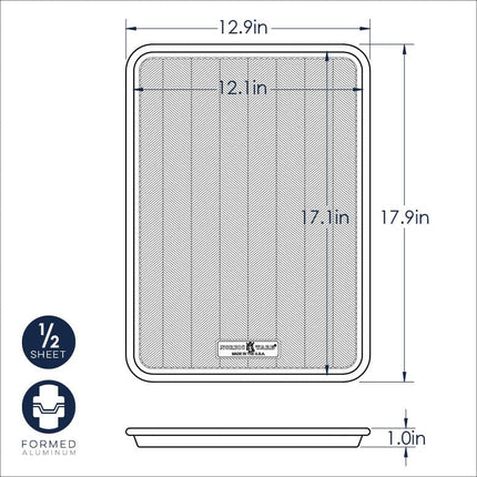 Nordic Ware Prism Bandeja de Horno Mediana, Bandeja de Horno de Aluminio con Flujo de Aire Mejorado, Utensilios de Horno Premium Fabricados en EE. UU., Plateado, L: 41,4 cm x An: 28,7 cm x Al: 2,5 cm
