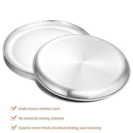 Stainless Steel Pizza Pan 13 inch - Deedro Round Pizza Tray Pizza Baking Sheet, Nontoxic Pizza Pan for Toaster Oven, 2 Pack 4 Pack Silver