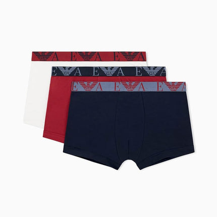 Emporio Armani Man's Bold Monogram 3-Pack Trunk Bl