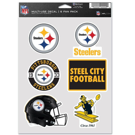 Wincraft NFL Adhesivo Multiusos 6 Piezas 19x14cm Pittsburgh Steelers