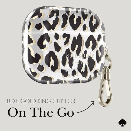 kate spade new york AirPods Pro Protective Case with Keychain Ring - City Leopard, Compatible with AirPods Pro 2nd / 1st Generation