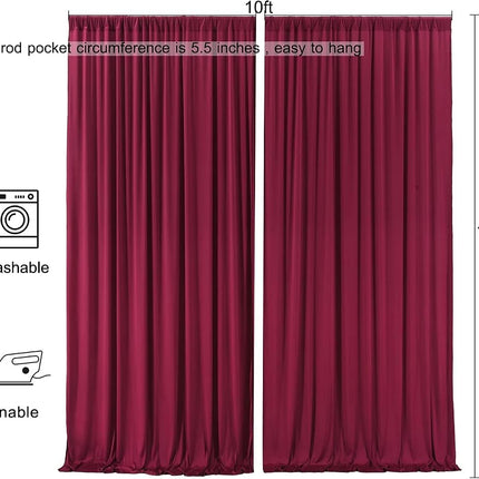 AK Trading CO. 10 feet x 10 feet Polyester Backdrop Drapes Curtains Panels with Rod Pockets - Wedding Ceremony Party Home Window Decorations - Burgundy (DRAPE-5x10-BURGUNDY)