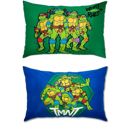TEENAGE MUTANT NINJA Turtles 4 Piece Toddler Bedding Set – Includes Comforter, Sheet Set – Fitted + Top Sheet + Reversible Pillowcase for Boys Bed, Blue