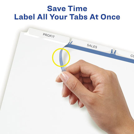 Avery 3-Tab Dividers for 3 Ring Binder, Easy Print & Apply Clear Label Strip, Index Maker Customizable White Tabs, 25 Sets (11445)