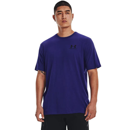 Under Armour Men's Sportstyle Left Chest Short Sleeve T-Shirt, (468) Sonar Blue/Black/Black, X-Small