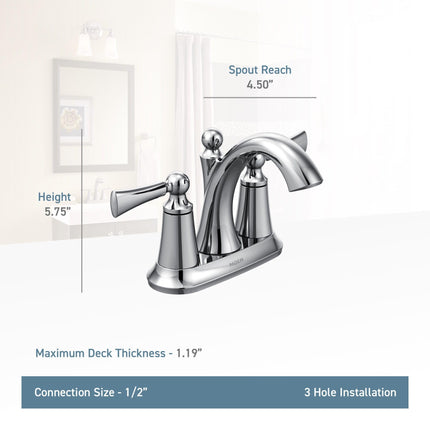 Moen 4505BN Wynford Two-Handle Centerset High Arc Bathroom Faucet, Brushed Nickel