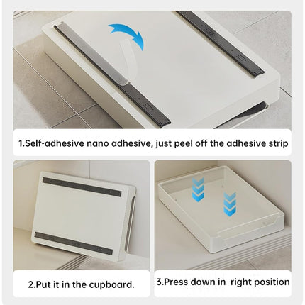 MilleLoom Pull Out Cabinet Organizer, Slide Out Pantry Shelves with Nylon Adhesive, Heavy Duty Sliding Drawer Pantry Shelf for Pantry Kitchen Home Bathroom Under Sink