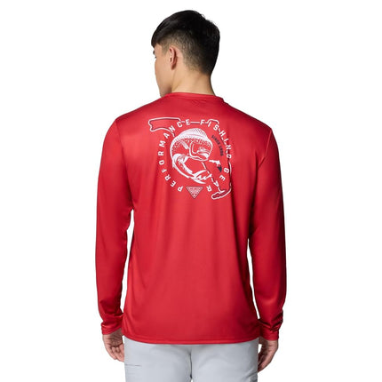 Columbia Men's Terminal Tackle PFG Statetriot Long Sleeve, Red Spark/Clean Line Pride FL Dorado, Small