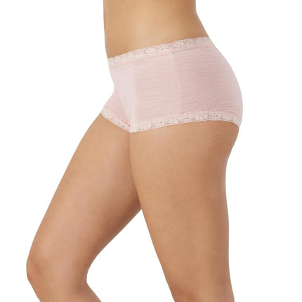 Maidenform womens Microfiber Boyshort Panty Pack, One Fab Fit Boyshort Panties With Lace, 3-pack, Latte Lift/Pink Heather/Peach Swirl, M