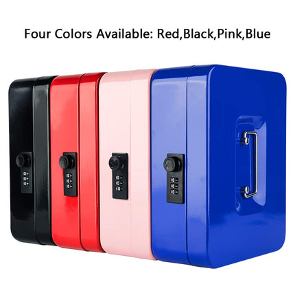 KYODOLED Cash Box with Combination Lock,Safe Metal Box for Money,Storage Lock Box with Money Tray,7.87"x 6.30"x 3.54" Blue Medium