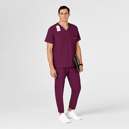 WonderWink Men's Cargo Jogger Pant, Wine, Medium