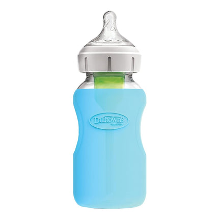 Funda para biberón de vidrio de cuello ancho Dr. Brown's, azul, 9 onzas