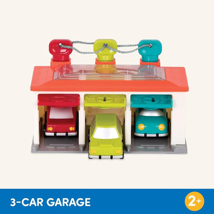 Battat 3-Car Garage, Color Sorting Push-and-Go Playset, Toddler