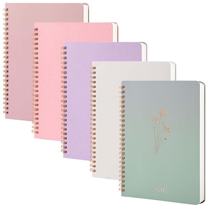MGGAO A5 Spiral Notebooks, 5 Pack Lined Journal No
