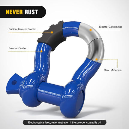 Nilight 2 Pack 3/4" D-Ring Shackle with 7/8" Screw Pin 41,887lbs Break Strength, Heavy Duty Off Road Recovery Shackle with Isolators Washers for Use with Tow Strap, Winch, Off-Road Jeep Truck Vehicle