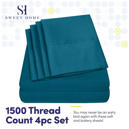 Twin XL Size Bed Sheets - 4 Piece 1500 Supreme Collection Fine Brushed Microfiber Deep Pocket Twin X-Large Sheet Set Bedding - 1 EXTRA PILLOW CASES, GREAT VALUE, Twin XL, Teal