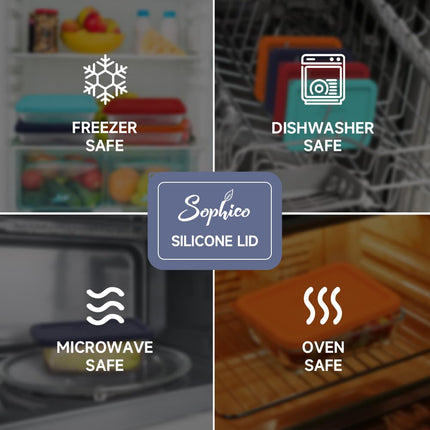 Sophico 3 Cup Rectangle Silicone Storage Cover Lids Replacement for Pyrex 7210-PC Glass Bowls, Container not Included (NAVY BLUE, 2 Pack)