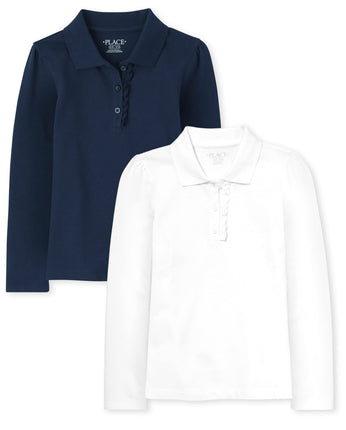 The Children's Place girls Long Sleeve Ruffle Piqu
