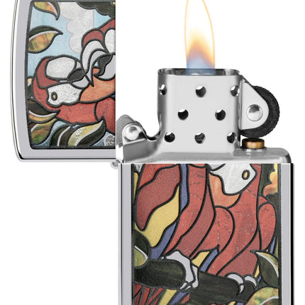 Zippo Parrot Pals Design High Polish Chrome Pocket Lighter