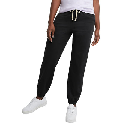 Hanes Women's Essential Jogger Pants, Drawstring Sweatpants, 100% Cotton Jersey, 29", Black, XL
