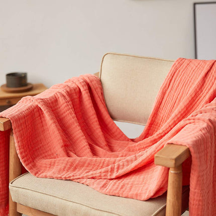 Manta de muselina de algodón Simple&Opulence para cama, sofá, manta de gasa tejida con borlas, suave, ligera, acogedora, prelavada, transpirable, decoración de casa de campo para todas las estaciones (rojo coral)