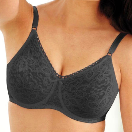 Bali Women's Flower Underwire Bra, Midnight, 42DDD