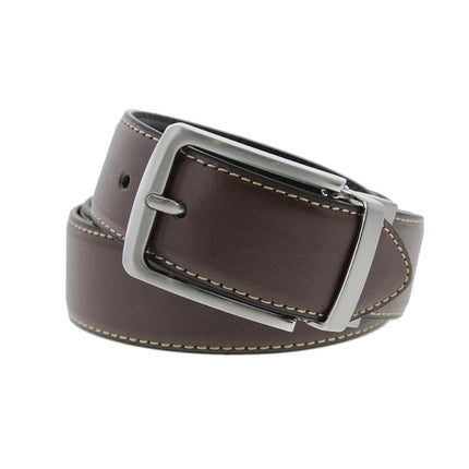 Steve Madden Men's Dress Casual Every Day Leather Belt, Brown/Black, 32