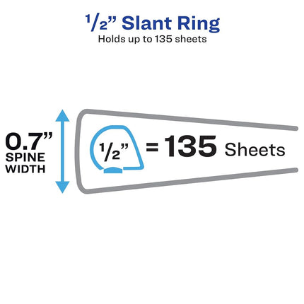 Avery Durable View Binder, 1/2 inch Slant Rings, 120-Sheet Capacity, DuraHinge, White, Case Pack of 12 (17002)