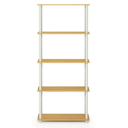 Furinno TURN-N-TUBE 5-Tier Tool-Free Corner Shelf, Beech
