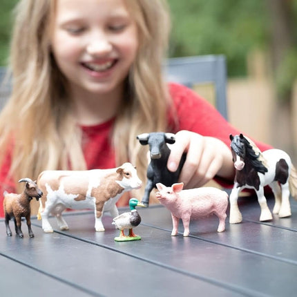 SCHLEICH Farm World 77423 Farm Horse, Cow, Bull, Goat, Duck and Pig - 6-Piece Animal Play Set, Realistic, Robust Animal Figures, Farm Toy for Children from 3 Years