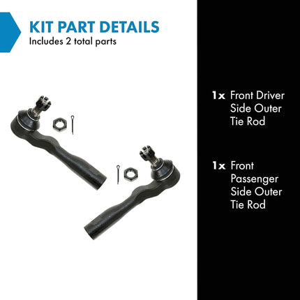 Front Outer Tie Rod End Pair Left & Right Set Of 2 For Toyota Tundra Sequoia