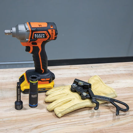 Klein Tools 66009 Impact-Rated 4-in-1 Flip Quad Socket, 3/8-Inch Drive, 12-Point Color-Coded Deep Sockets with 4 Hex Sizes and Adapter