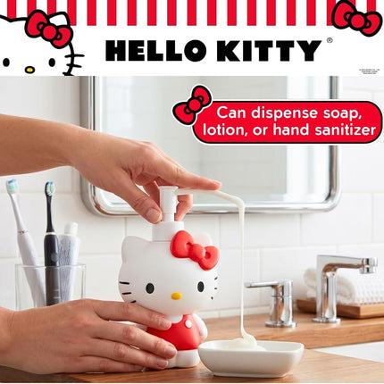 Sanrio Hello Kitty Bathroom Décor, Soap/Lotion Resin Pump Dispenser, 10.36 Ounces, Red, (Officially Licensed Product) by Franco