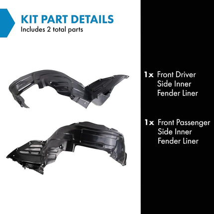 TRQ Front Inner Fender Liner Set Compatible with 1995-2000 Lexus LS400