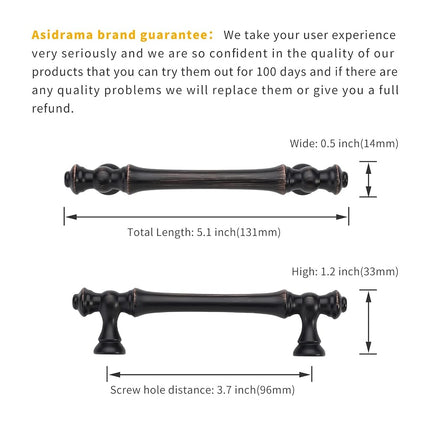 Asidrama 20 Pack 3.75 Inch(96mm) Oil-Rubbed Bronze Kitchen Cabinet Handles, Cabinet Pulls Kitchen Cabinet Hardware for Cupboard Drawer Handles Dresser Pulls