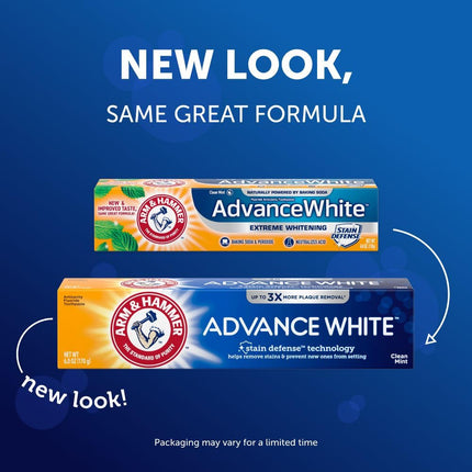 Arm & Hammer Dentifrice Advance White au bicarbonate de soude et au peroxyde, Menthe fraîche - 121 g, Lot de 2