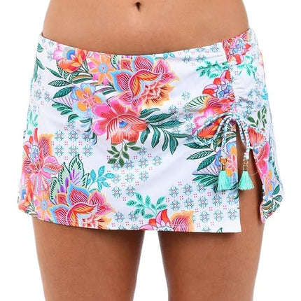 La Blanca Women's Skirted Hipster Bikini Swimsuit Bottom, White//Riviera Resort, 6