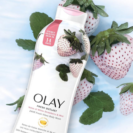 Olay Fresh Outlast Cooling White Strawberry & Mint Body Wash, 650 ml/22 oz