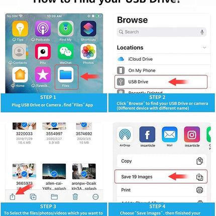 Apple Lightning to USB Camera Adapter, USB 3.0 OTG Cable for iPhone/iPad to Connect Card Reader, USB Flash Drive, U Disk, Keyboard, Mouse, Hubs, MIDI, Plug & Play (White)