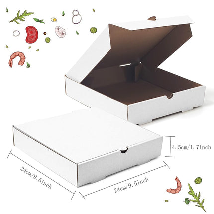 WOKAV 15 Pcs Mini White Cardboard Pizza Box, 9.5" x 9.5" x 1.7"