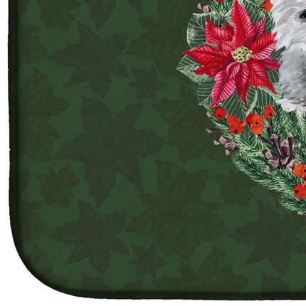 Caroline's Treasures CK1567DDM Westie Poinsetta Wreath Dish Drying Mat, 14 x 21", multicolor