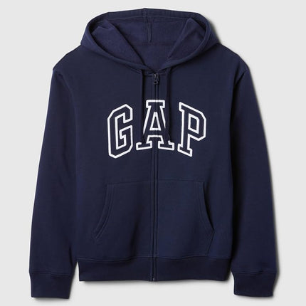 GAP Women's Logo Hoodie Hooded Full Zip Sweatshirt, Navy Uniform Ii, XL